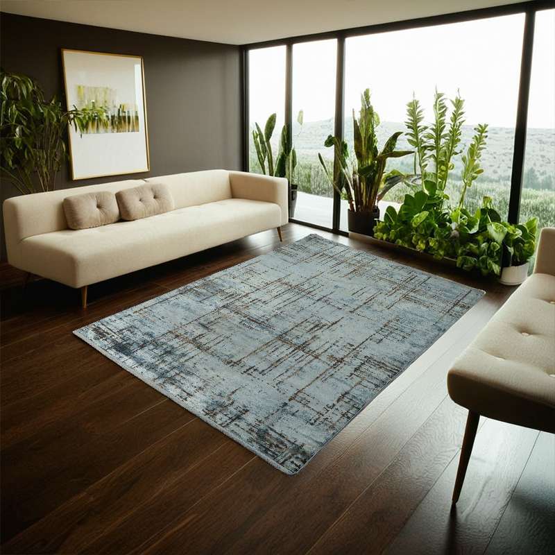 Teal Sage Part Silk Alta Rug 230 × 160 cm