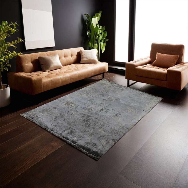Grey Part Silk Modern Rug 230 × 160 cm