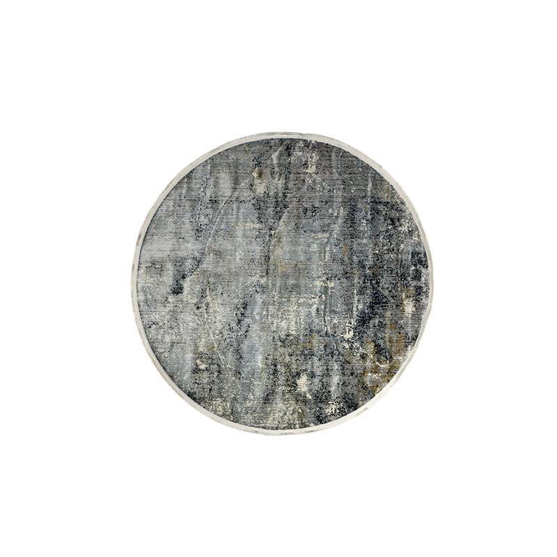 Grey & Gold Part Silk Modern Round Rug 160 × 160 cm