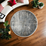 Neutral Grey Part Silk Modern Round Rug 200 × 200 cm