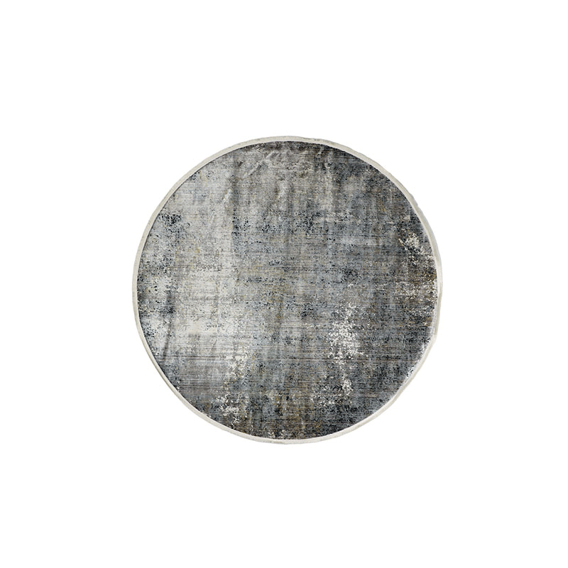 Neutral Grey Part Silk Modern Round Rug 200 × 200 cm