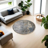 Blue Part Silk Modern Round Rug 200 × 200 cm