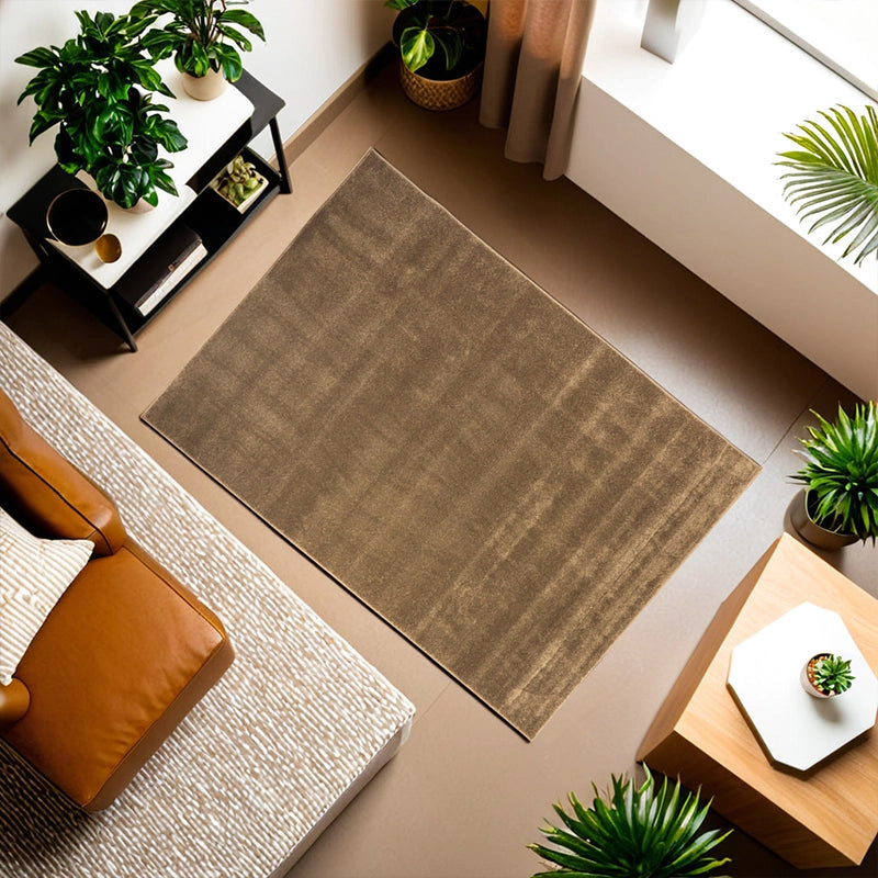 Modern Plush Pile Rugs In Brown Pianura Collection