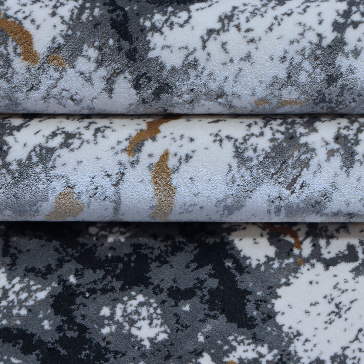 Grey, Black & Gold Abstract Marble Rug Design 290x200cm - photo 5