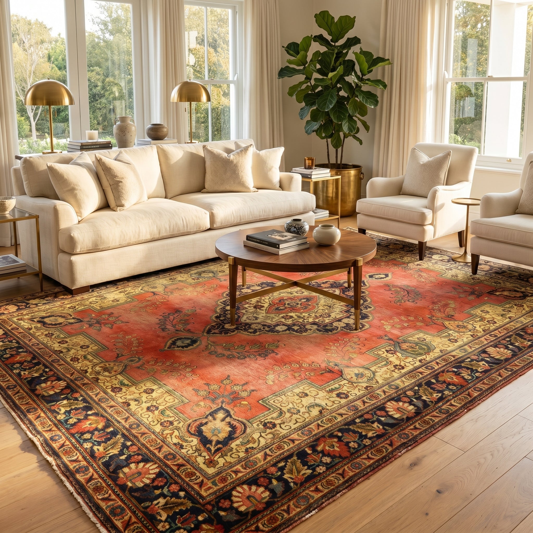 Refurbished Handmade Persian Tabriz Rug 393 × 286 cm