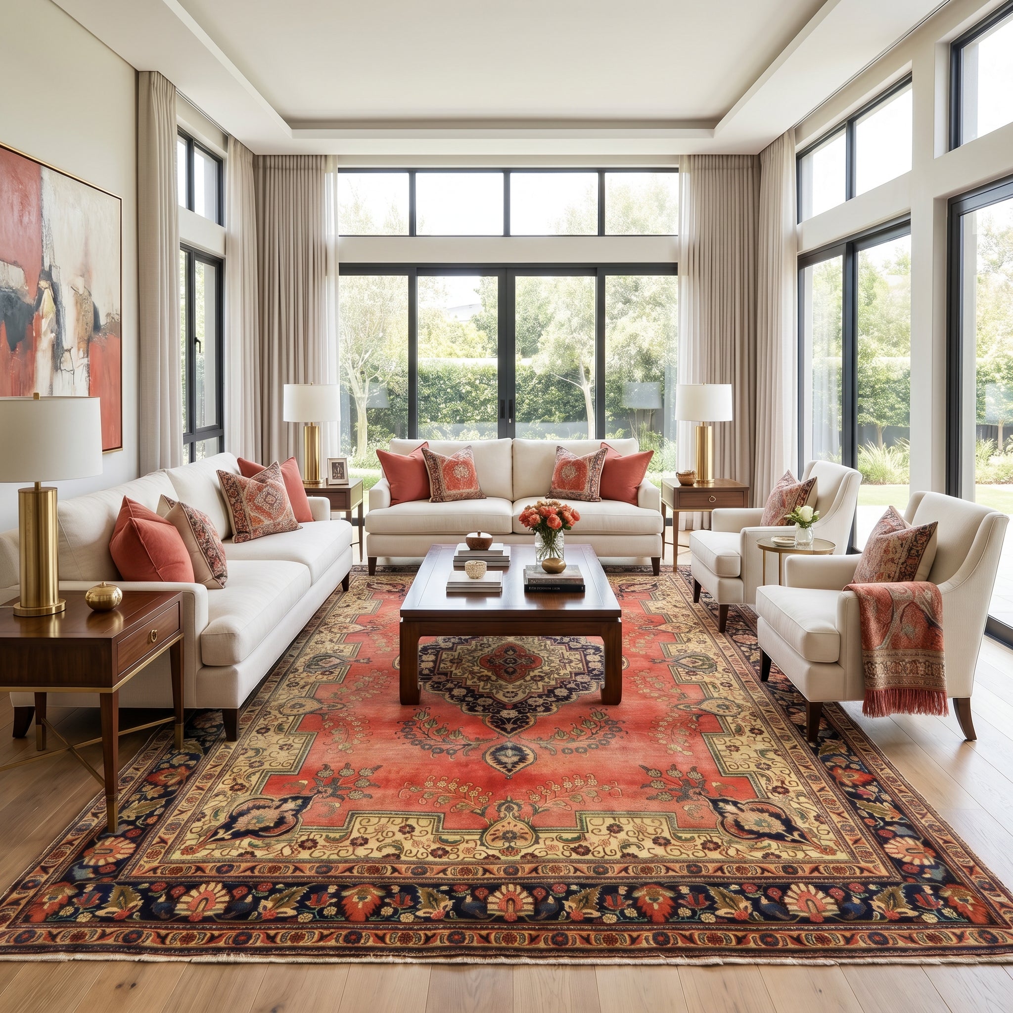 Refurbished Handmade Persian Tabriz Rug 393 × 286 cm