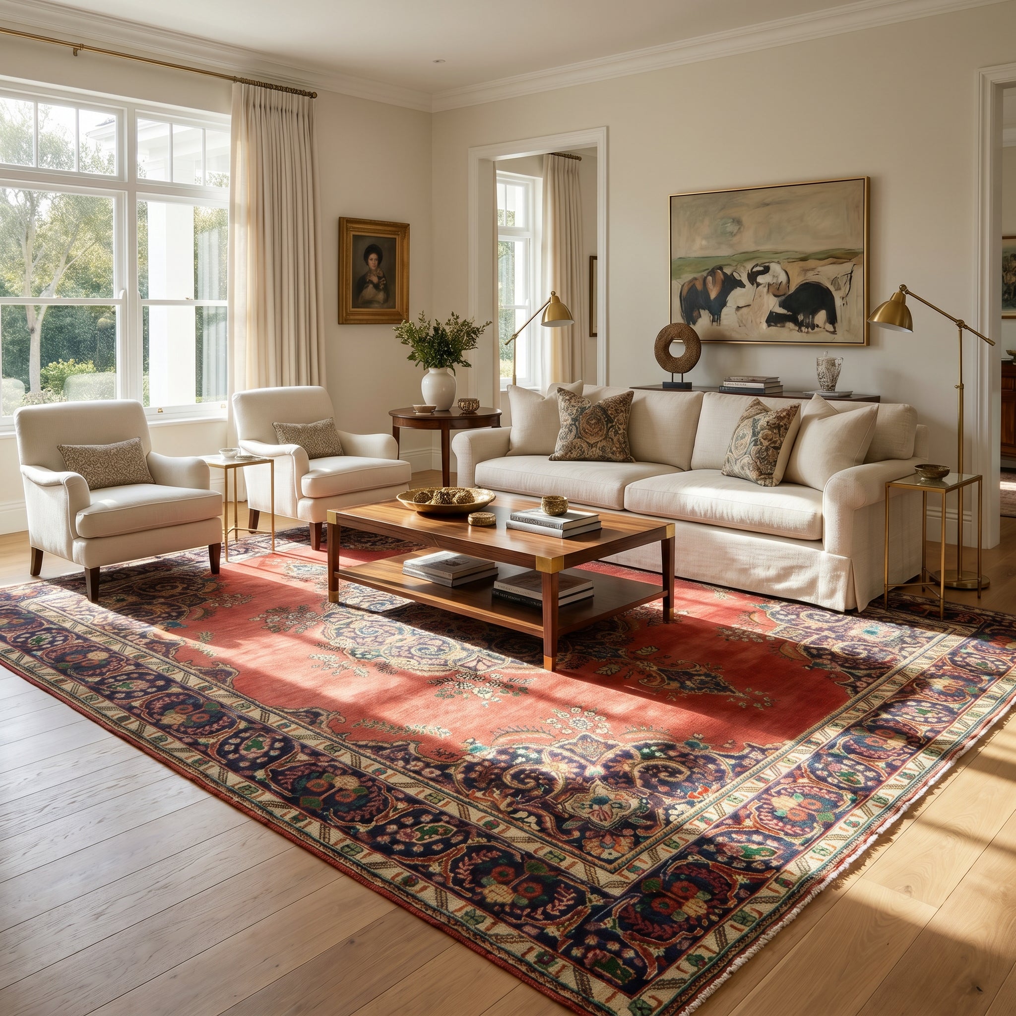 Refurbished Handmade Persian Tabriz Rug 385 × 291 cm