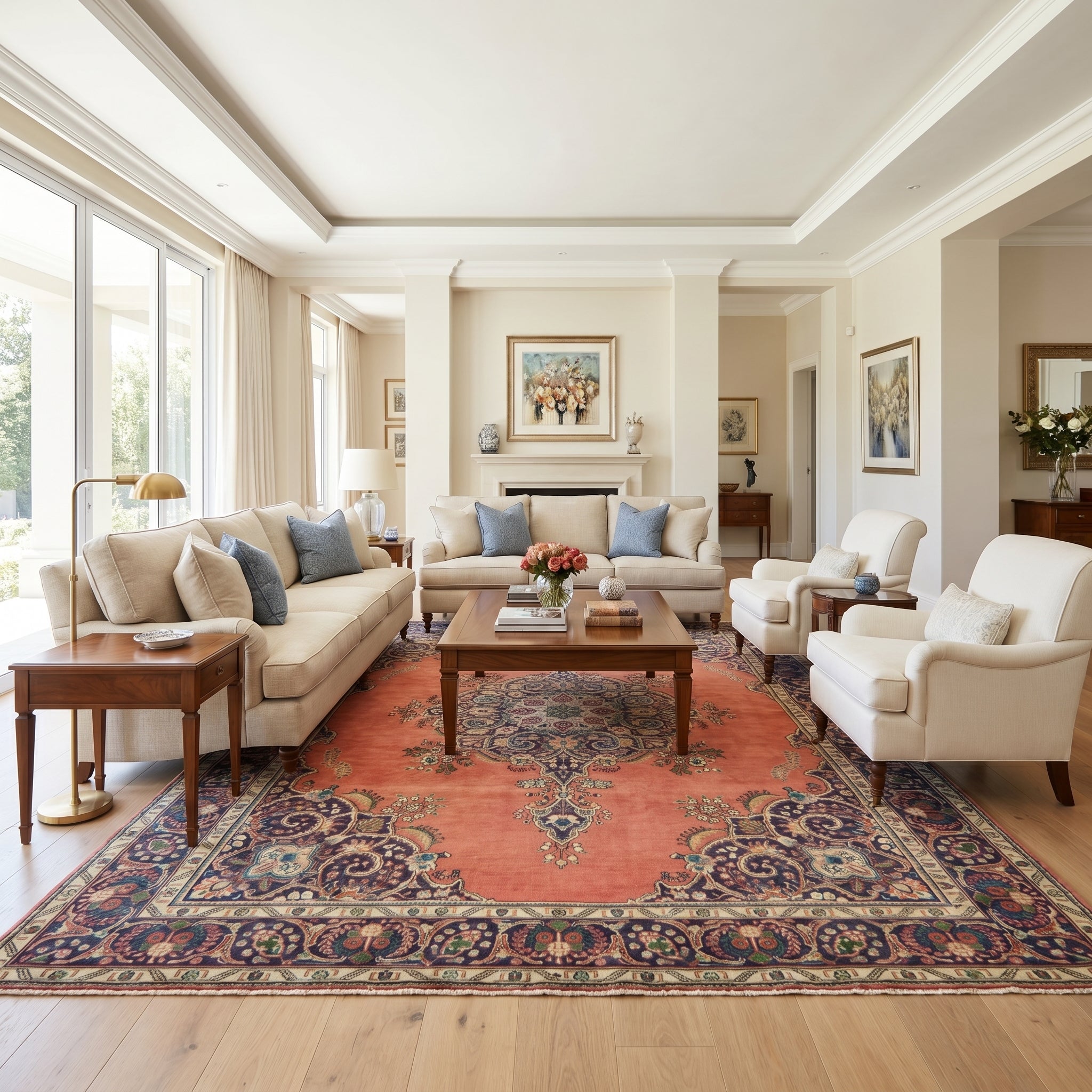 Refurbished Handmade Persian Tabriz Rug 385 × 291 cm