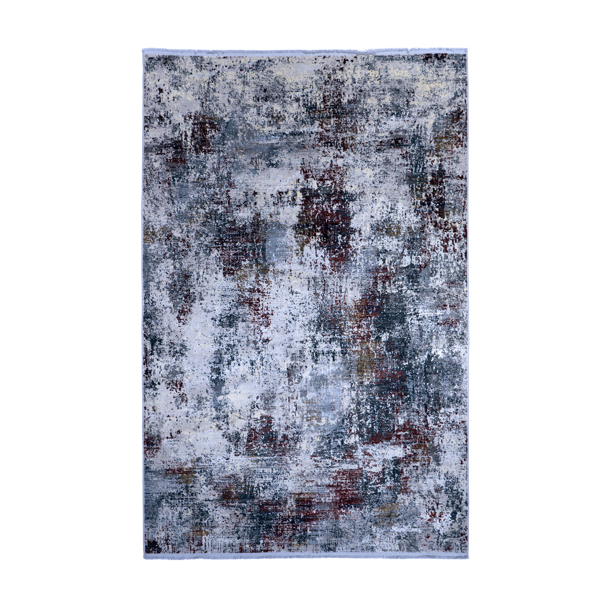 Grey & Burgundy Distressed Abstract Rug Design 230x160cm