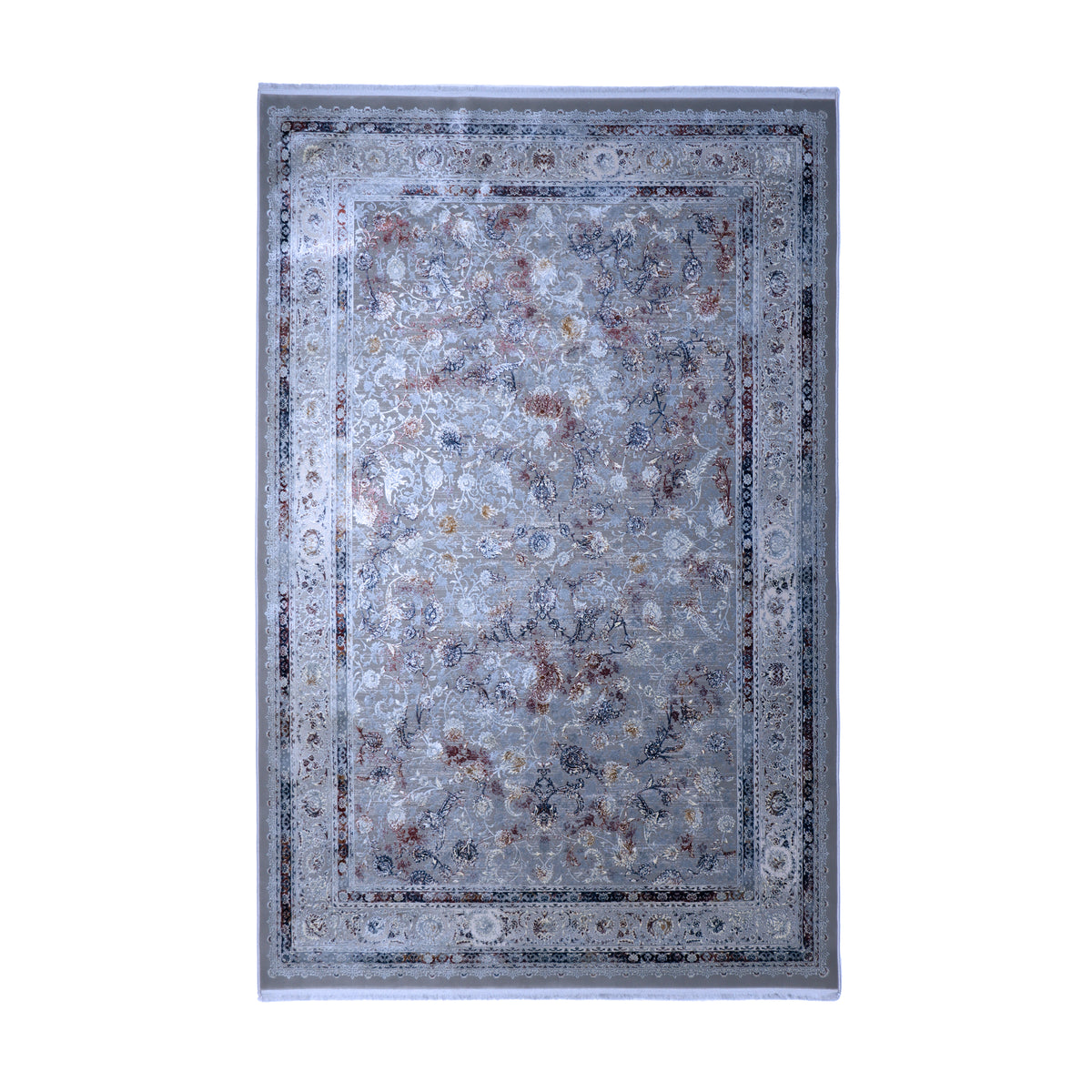 Grey & Ivory Multi-coloured Distressed Floral Rug Design 230x160cm