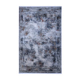 Silver Grey & Rust Distressed Ornamental Rug Design 230x160cm