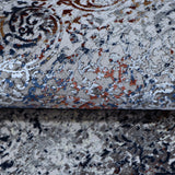 Silver Grey & Rust Distressed Ornamental Rug Design 230x160cm - photo 3