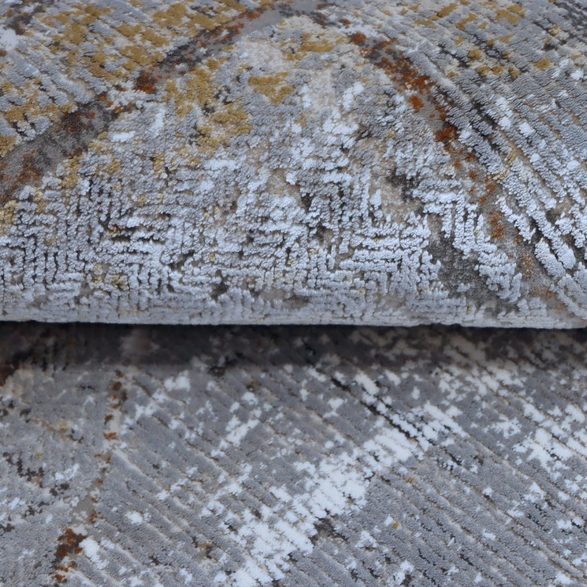 Grey, Gold & Rust Urban Abstract Rug Design 230 × 160 cm