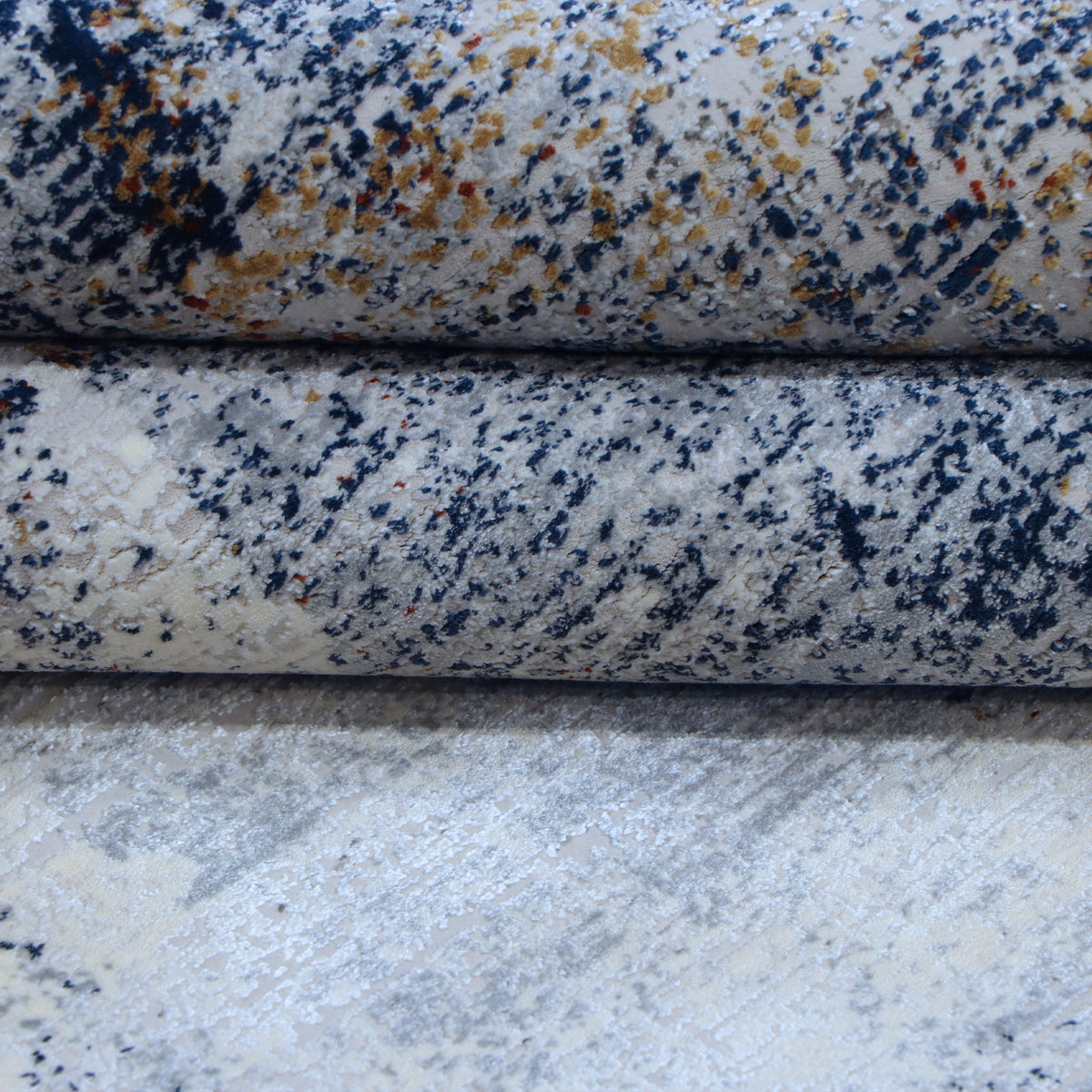 Multi-coloured Blue & Ivory Distressed Abstract Rug Design 290x200cm - photo 3