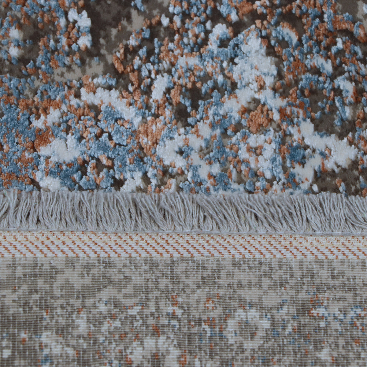 Taupe Grey, Blue & Rust Distressed Tribal Rug Design 290x200cm - photo 4