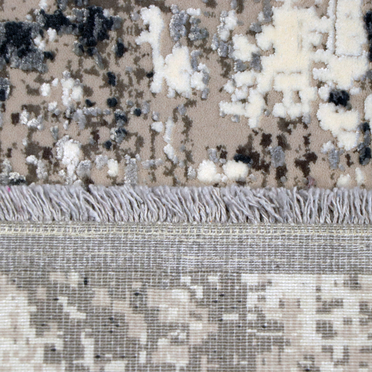 Charcoal Grey & Ivory Abstract Distressed Rug Design 290 × 200 cm