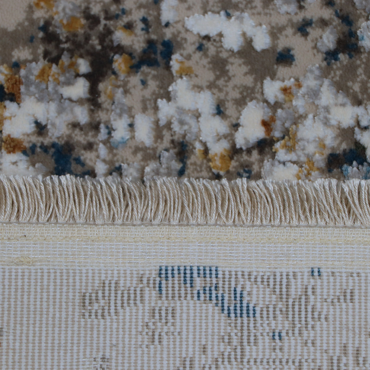Blue, Grey & Rust Abstract Distressed Rug Design 290 × 200 cm