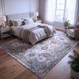 Ivory, Blue & Rust Distressed Persian-Inspired Rug Design 290x200cm - photo 4