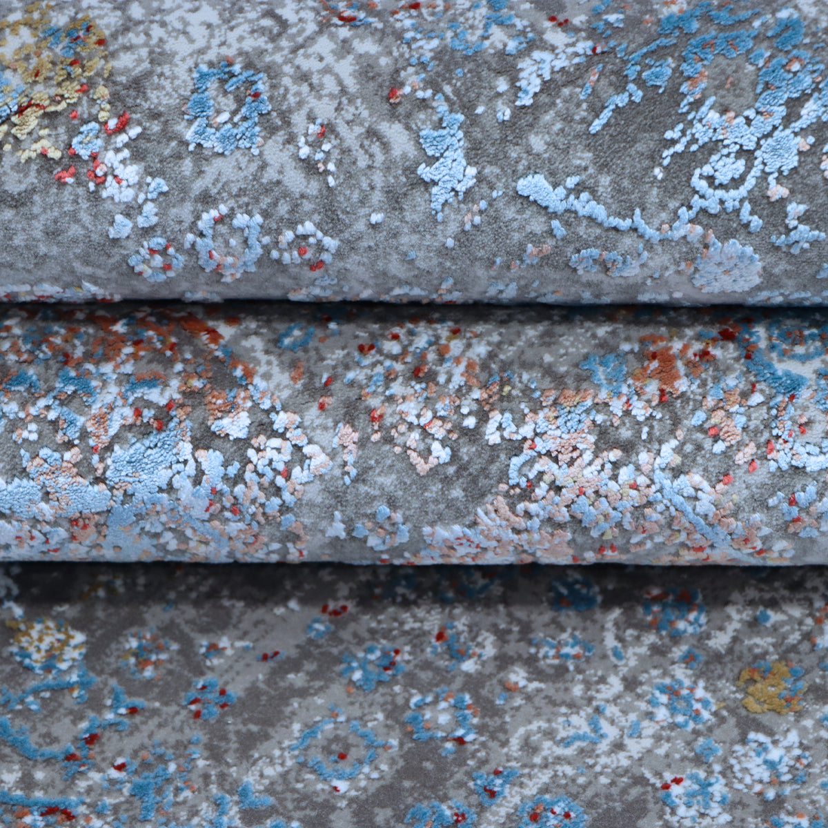 Multi-coloured Grey & Blue Distressed Persian Rug Design 290x200cm - photo 3