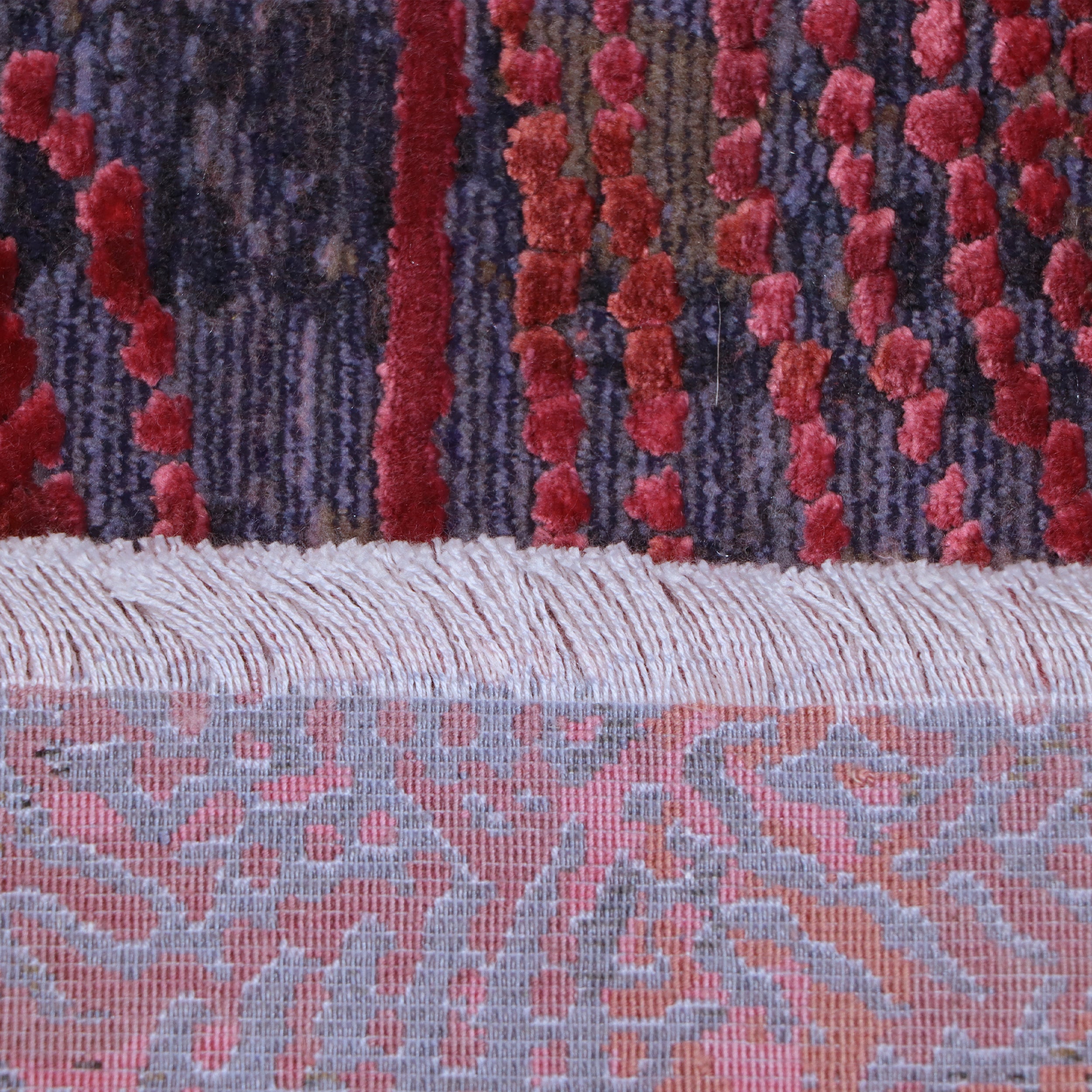Berry Red & Blue-Grey Abstract Flow Rug Design 290 × 200 cm