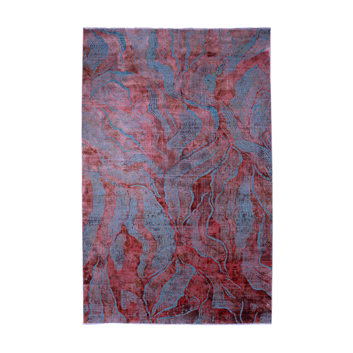 Burgundy & Teal Blue Abstract Rug Design 290x200cm