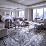 Charcoal Grey & Ivory Distressed Persian-Inspired Rug Design 290 × 200 cm
