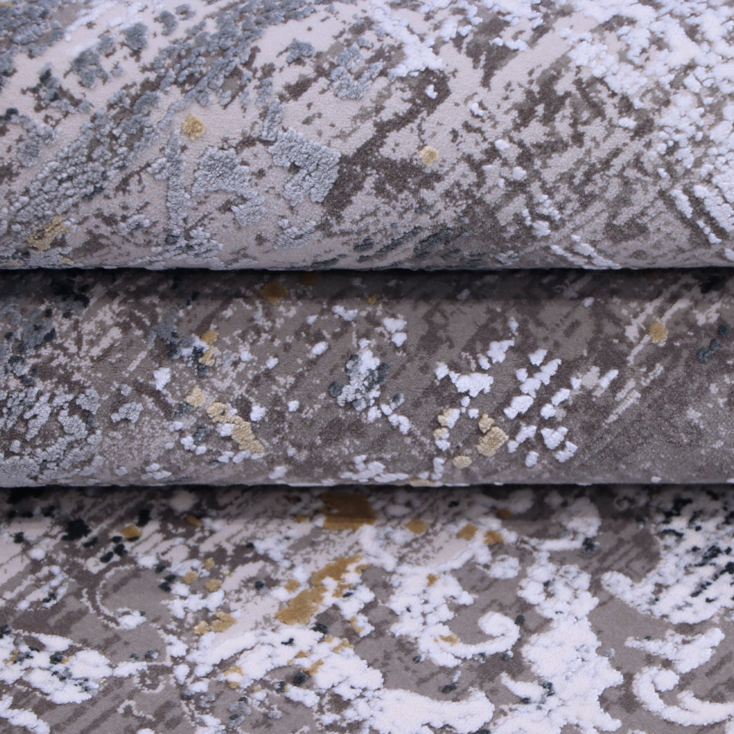 Charcoal Grey & Ivory Distressed Persian-Inspired Rug Design 290 × 200 cm