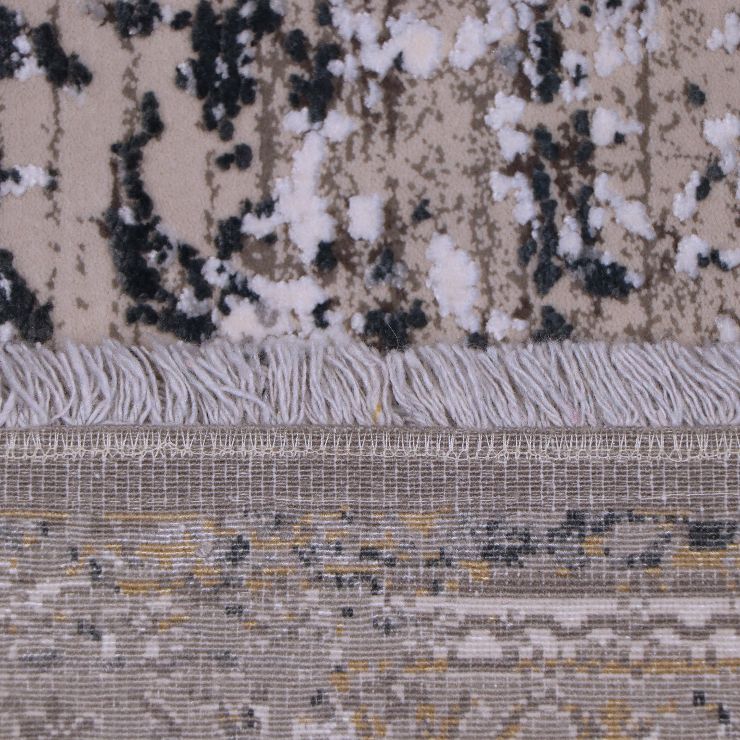 Charcoal Grey & Ivory Distressed Persian-Inspired Rug Design 290 × 200 cm