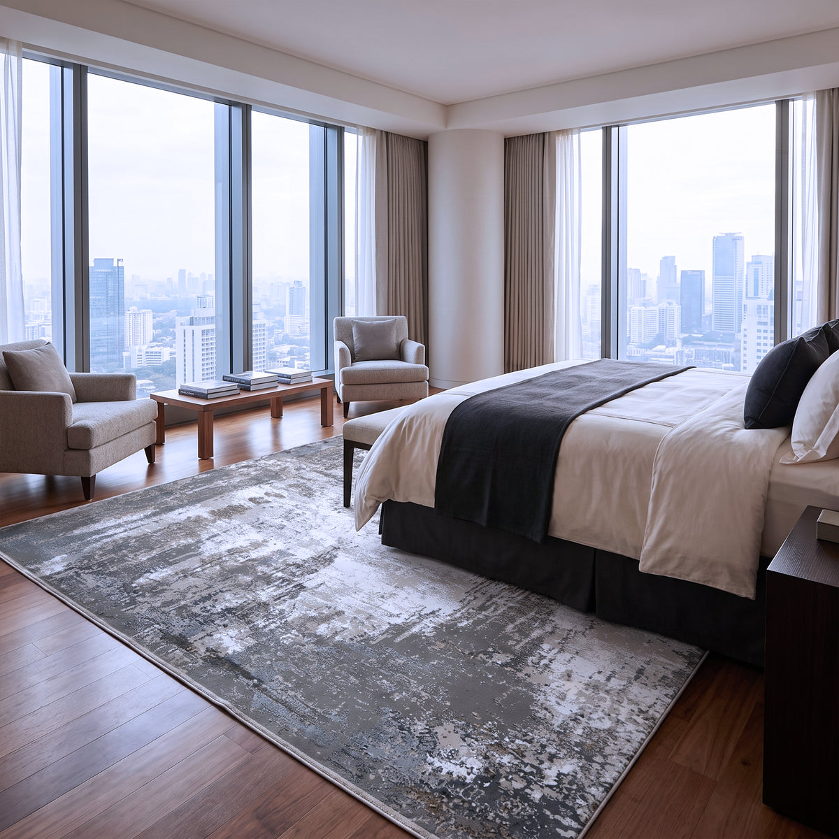 Grey, Ivory & Taupe Abstract Rug Design 290x200cm - photo 4
