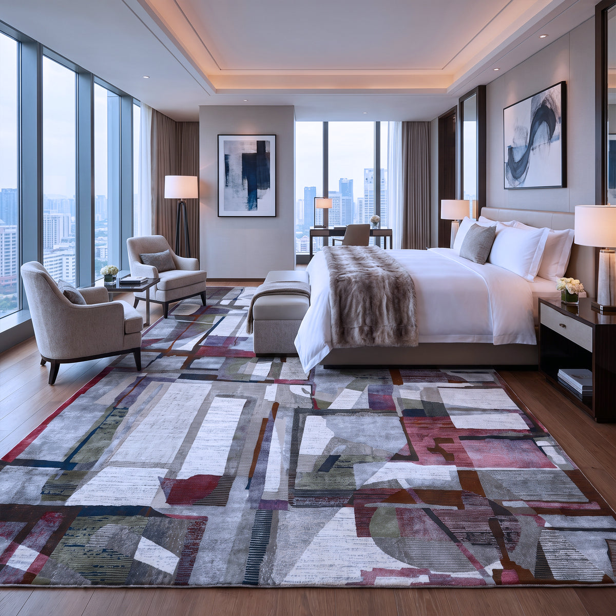 Multi-Coloured Ivory Abstract Rug Design 290x200cm - photo 3