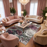 Grey & Blush Abstract Floral Rug Design 290x200cm - photo 4