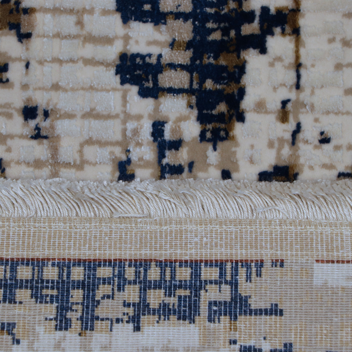 Ivory & Navy Abstract Distressed Rug Design 290 × 200 cm