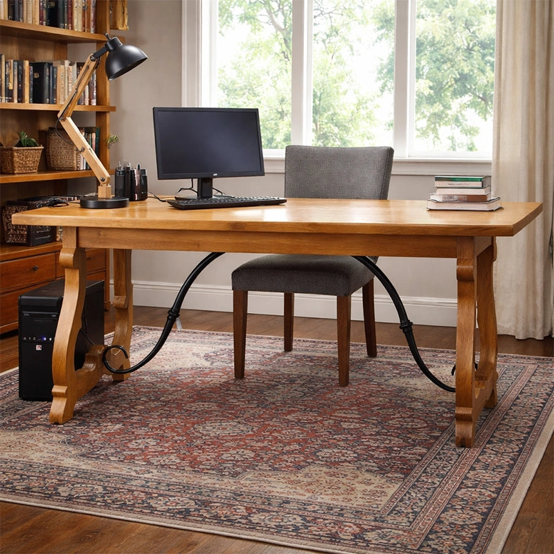 Elm Wood Dining Table Walnut Finish 180 × 90 × 78 cm