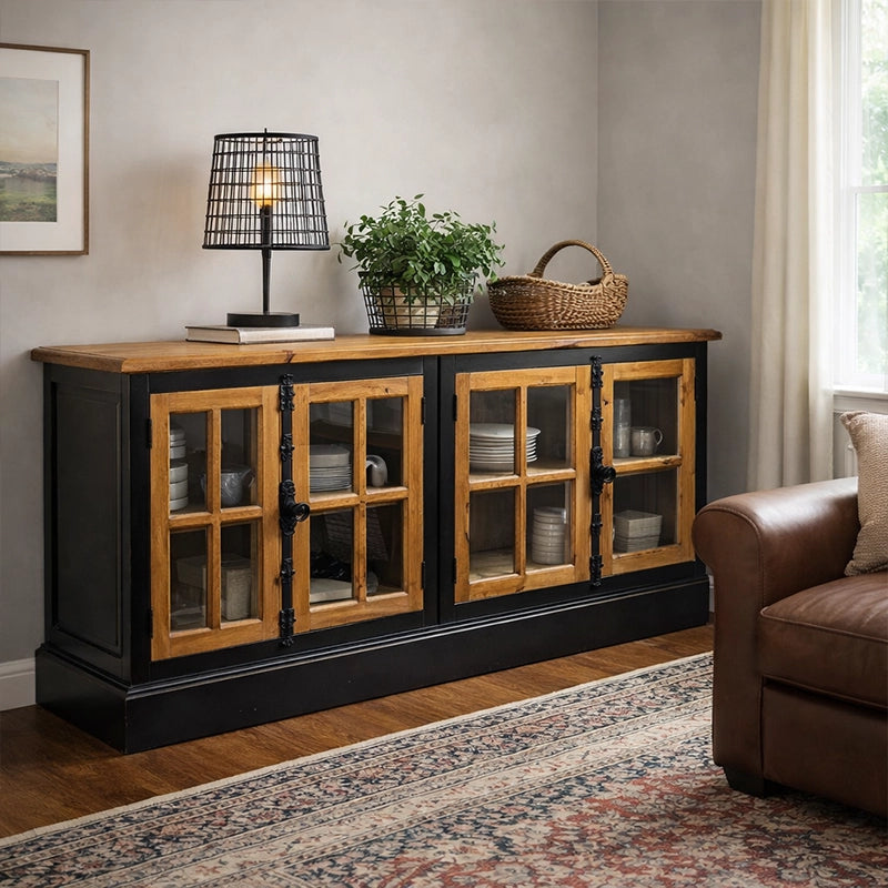 Chinese Wood Plasma Tv Stand Black & Walnut Finish 190 × 50 × 65 cm