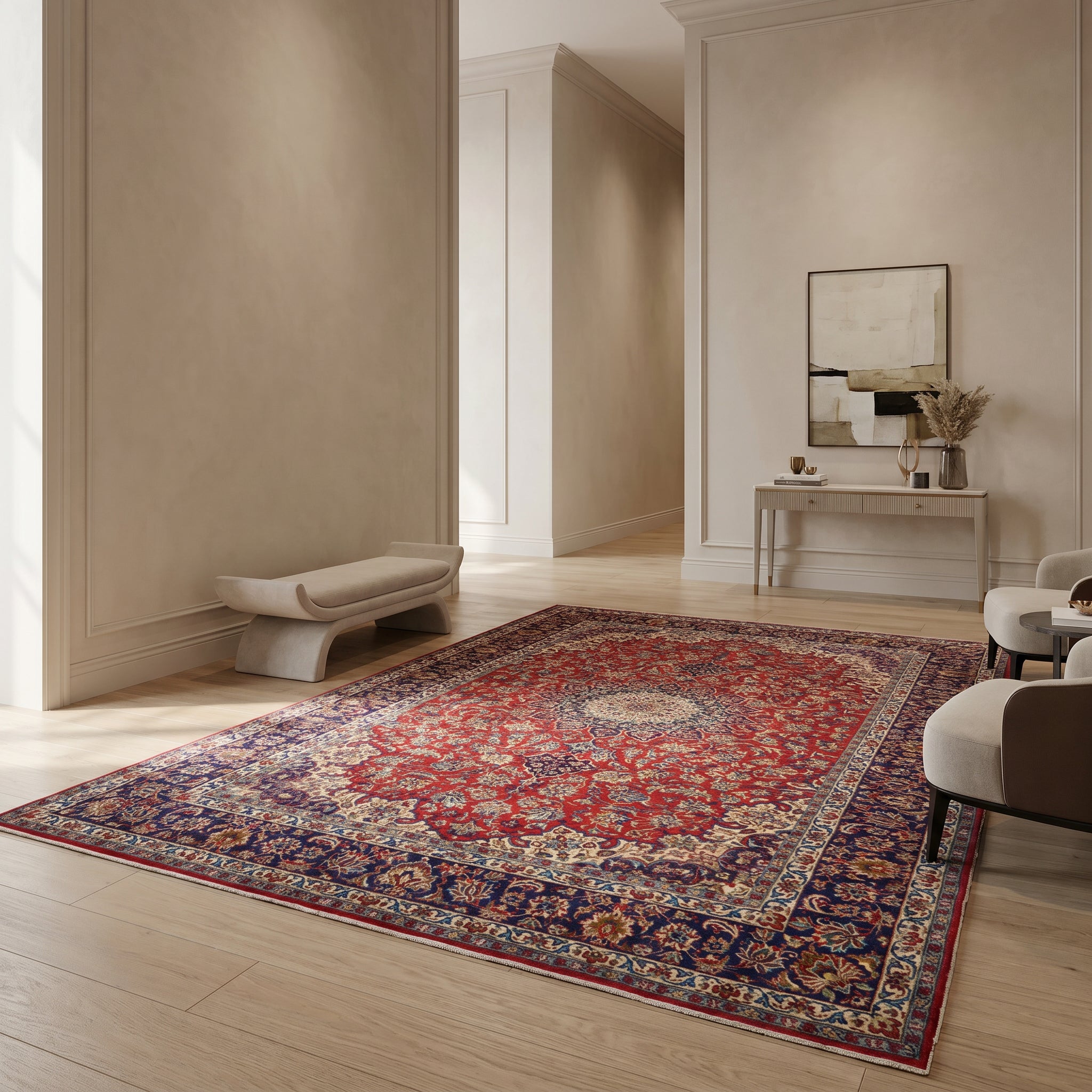 Refurbished Persian Najaf Abaad Rug 417 × 288 cm