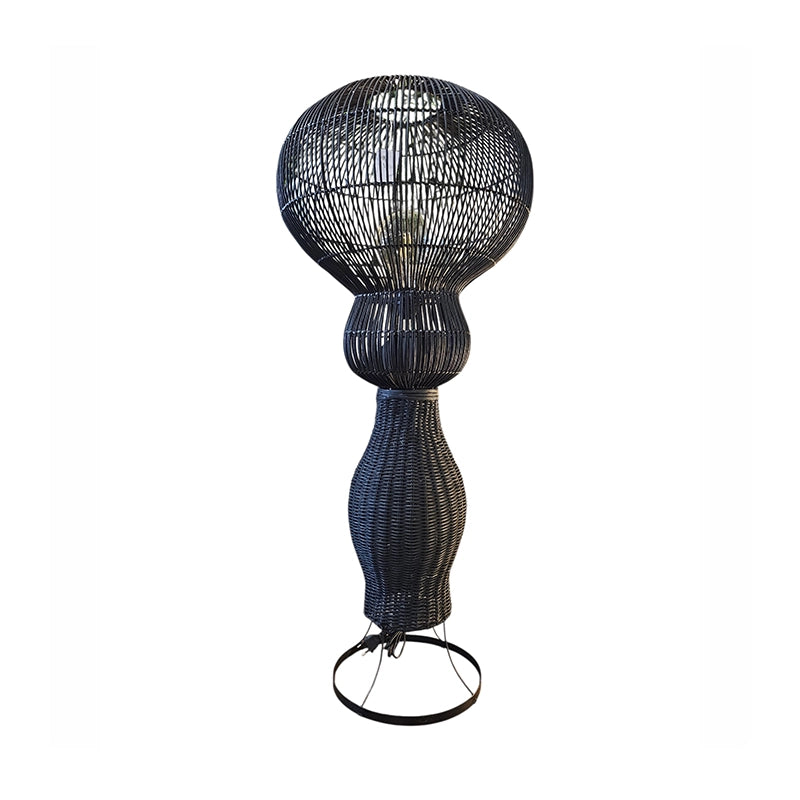 Black Rattan Trophy Floor Lamp 120 cm