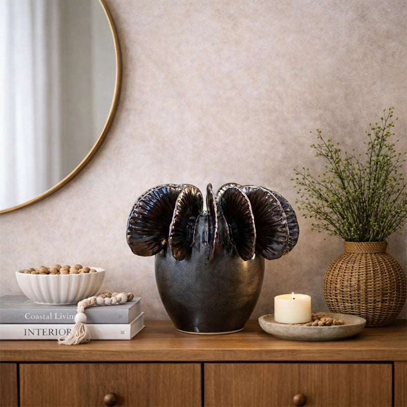 Bronze Metallic Sculptural Ceramic Statement Vases (S/M/L)