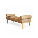 Brown Leather Ottoman With Bolsters 180 × 58 × 52 cm