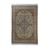 Cream & Navy Blue Persian Floral Medallion Nain Rug 229 × 154 cm