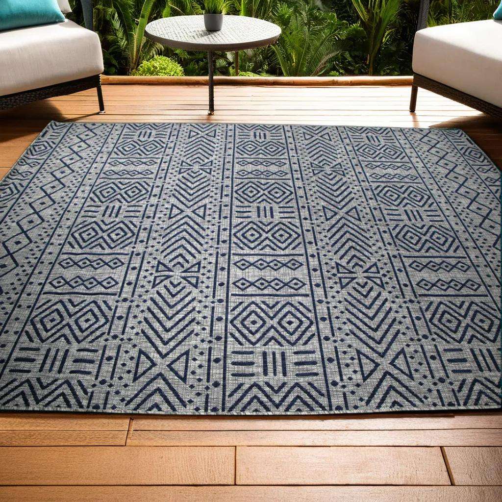 Navy Tribal Design Outdoor Rugs