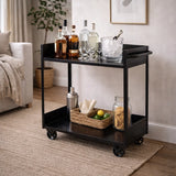 Butler Trolley Black Metal Finish 130 × 44 × 96 cm