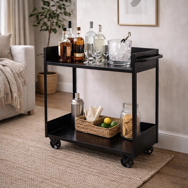 Butler Trolley Black Metal Finish 130 × 44 × 96 cm
