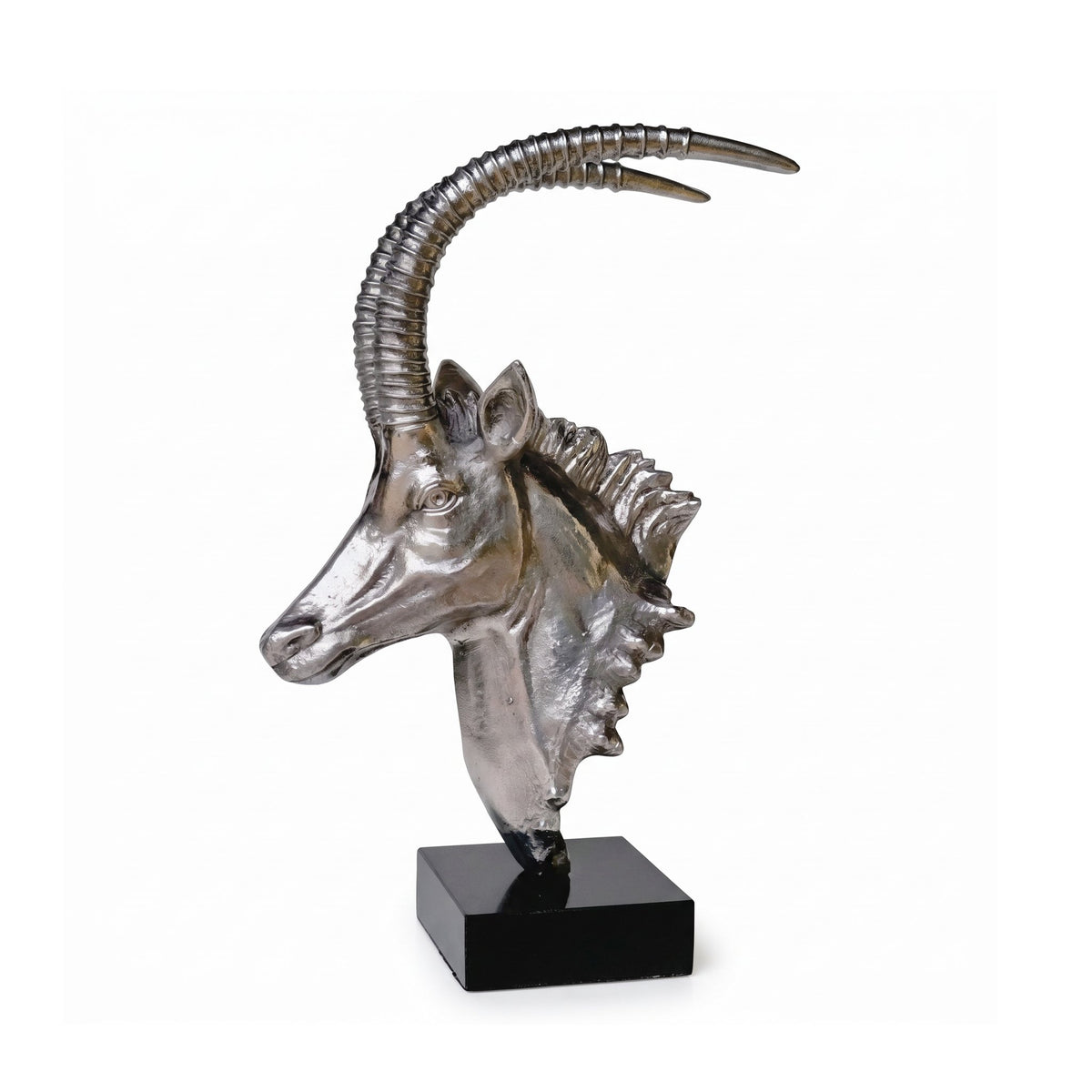 Zawadi Textured Sable Head on Marble Base 47 cm H