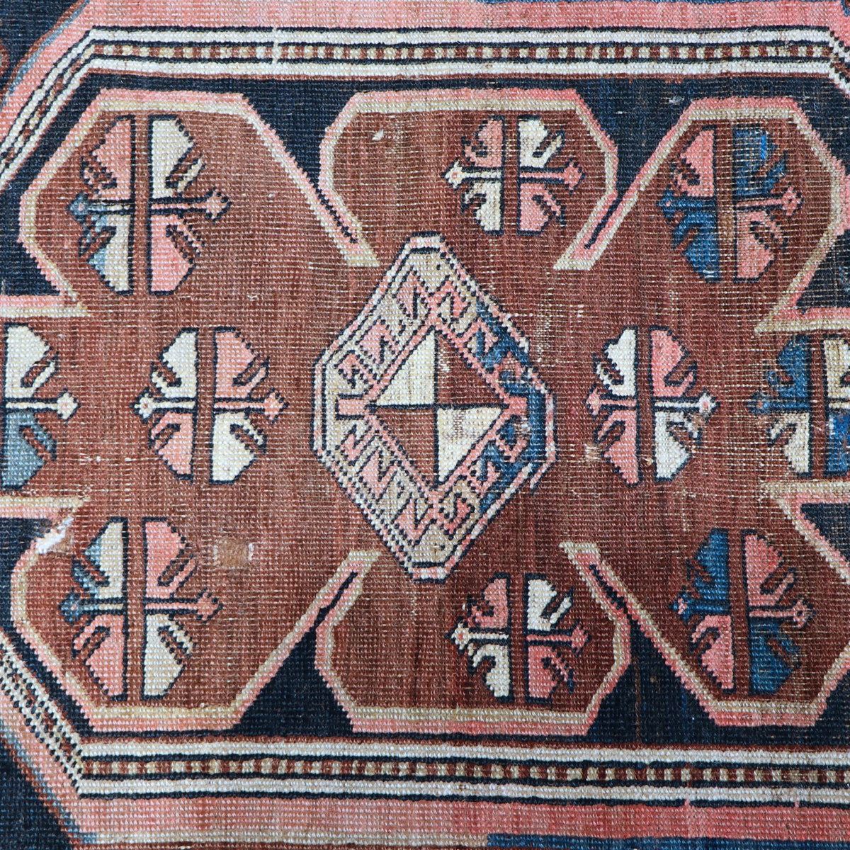Rust, Navy & Brown Caucasian Tribal Geometric Medallion Rug 193 × 111 cm - photo 4