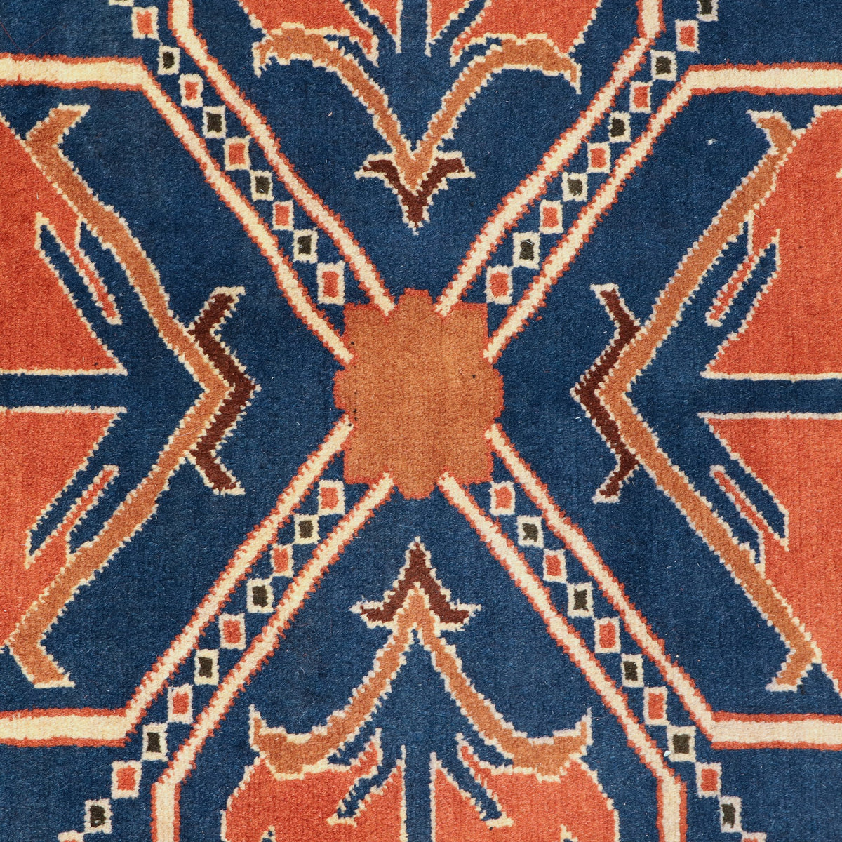 Rust, Navy & Cream Uzbek Floral Medallion Rug 335 × 254 cm - photo 6