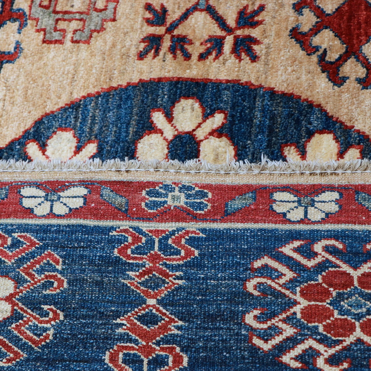 Cream, Navy & Red Erzari Kazak Floral Medallion Rug 261 × 195 cm - photo 4
