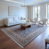 Navy, Cream & Gold Persian Kashan All-Over Floral Rug 425 × 303 cm - photo 2