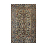 Cream, Blue & Rust Persian Kashan Floral Medallion Rug 351 × 234 cm