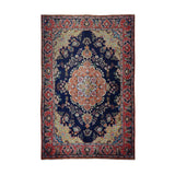 Navy Blue, Red & Orange Persian Tabriz Floral Medallion Rug 388 × 283 cm