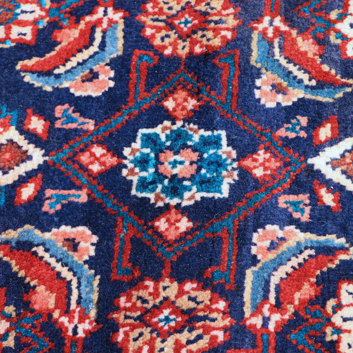 Navy Blue, Red & Cream Persian Mahal All-Over Floral Rug 336 × 293 cm - photo 5